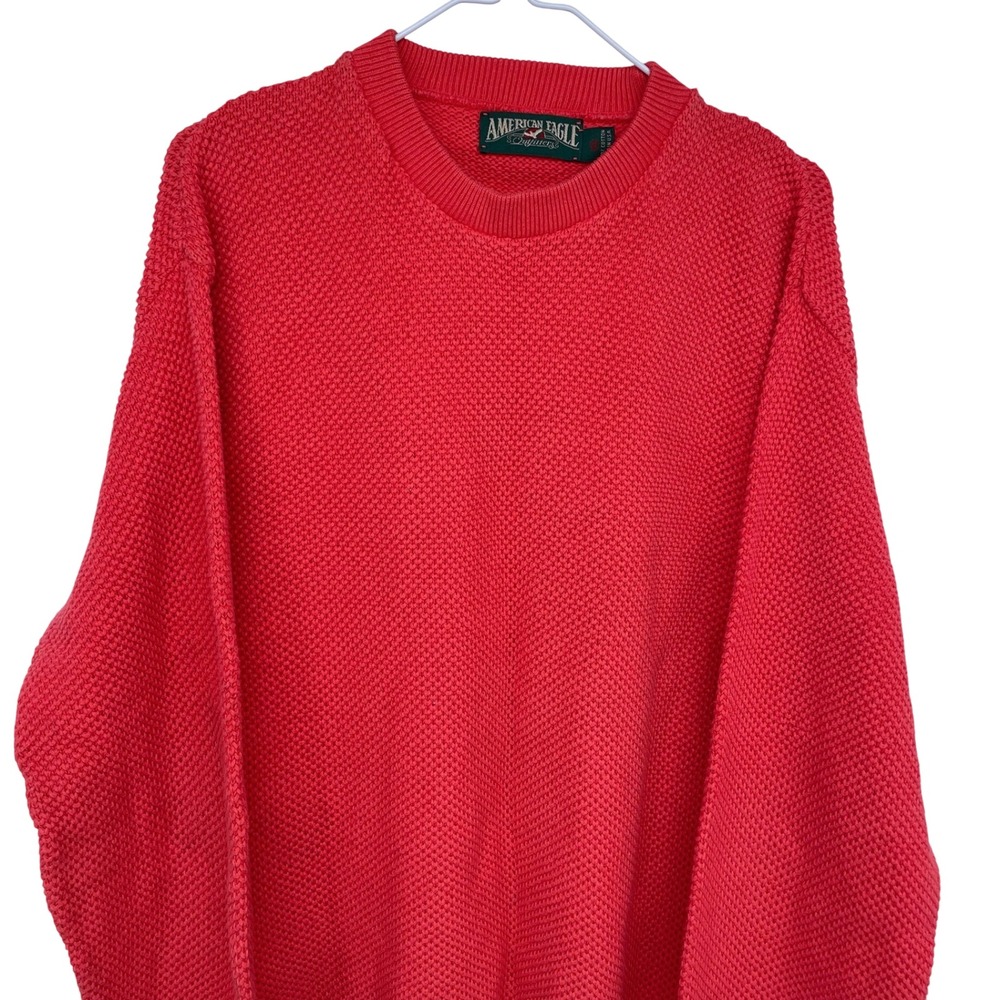 Vintage American Eagle Outfitters Waffle Knit Crewneck Sweater XL Salmon Pink